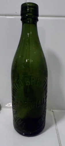 Antique FARNHAM UNITED BREWERS LTD Breweries Hampshire Green Glass BEER Bottle - Picture 8 of 12