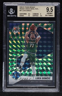 2020-21 Panini Mosaic FOTL Green Swirl Prizm 2/10 Luka Doncic Dončić #47 14t3