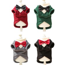 Dog Suit Bowtie Outfit Thick Coat Clothes for Boy Girl Dog Winter Apparel