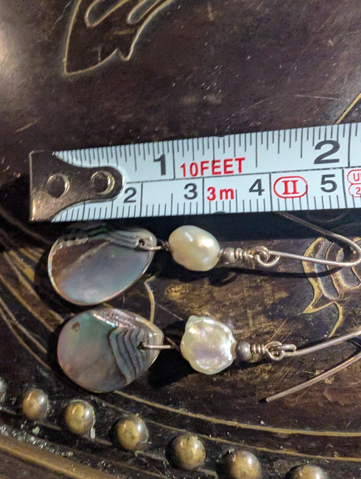 Handmade Sterling Silver Abalone Shell Keshi Pear… - image 5