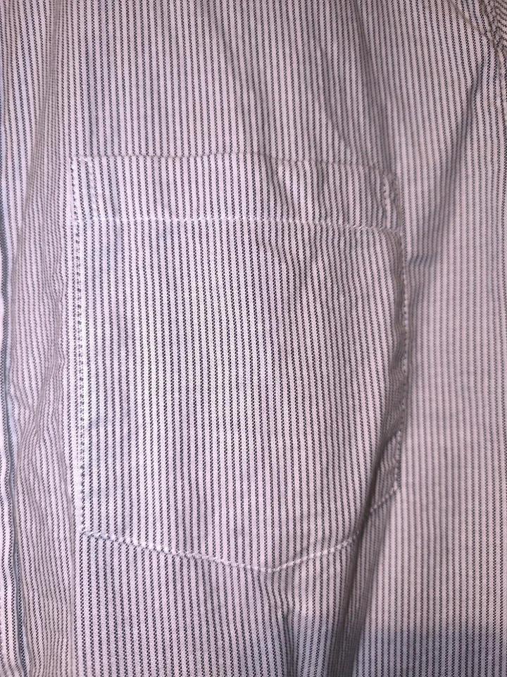 Burton Menswear London Pinstripe Grandad Collar Shirt Size L - Image 4 of 4