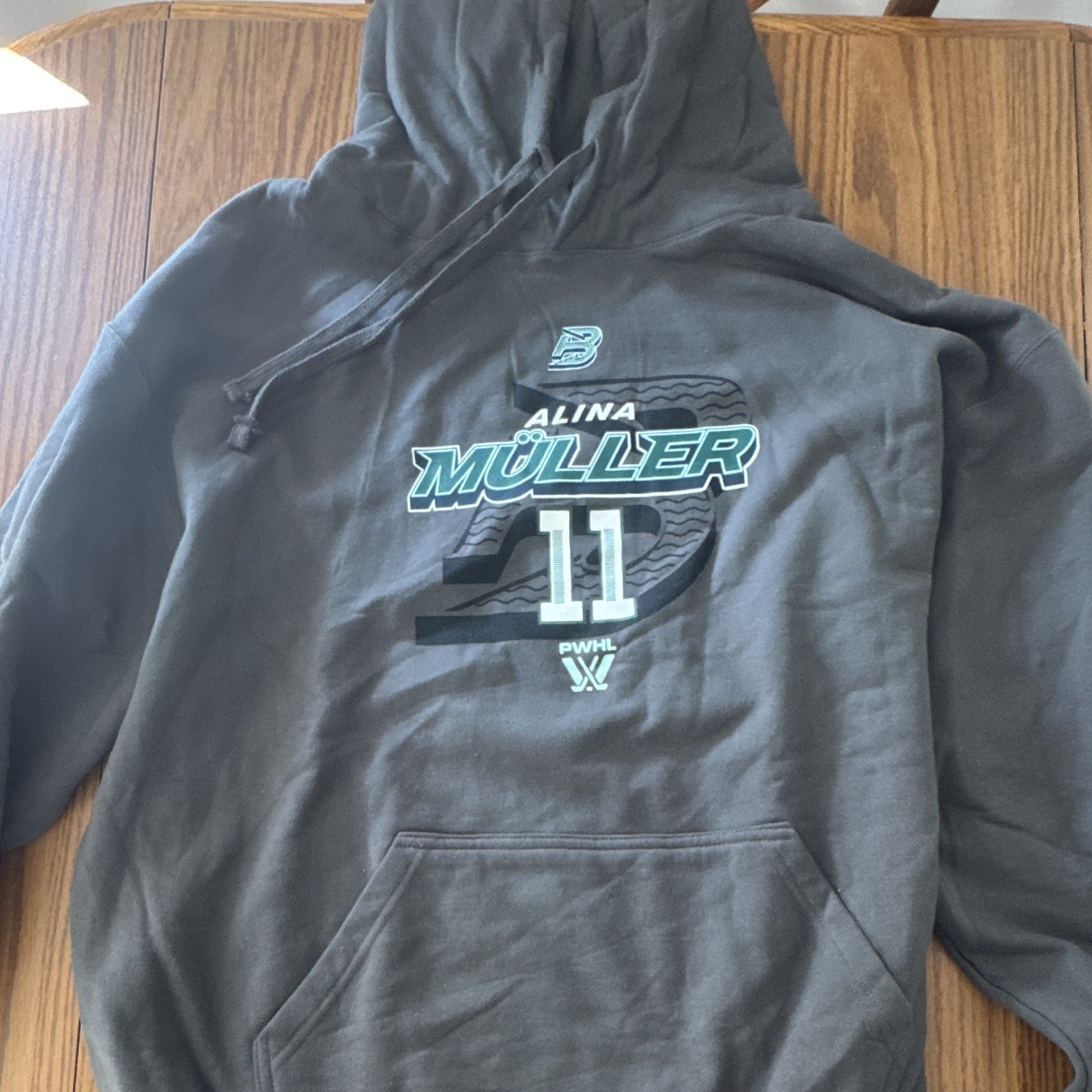Boston Fleet PWHL Alina Müller #11 Gray Pullover Hoodie w/ Pockets XL 2