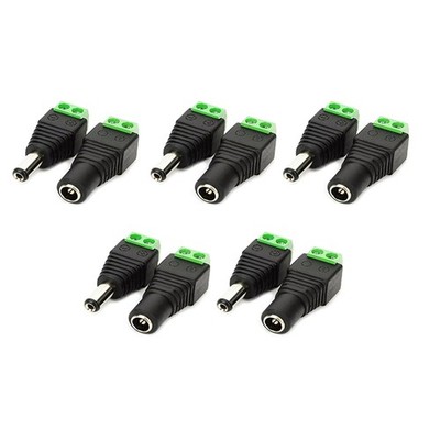 10pcs Male+Female DC Power Jack Connector Plug 2.1 x 5.5mm for Single Strip LED