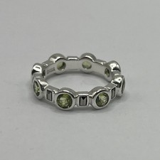 Sterling Silver with Peridot  Marcasite Band Size 7