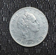 50 Lire large type 1968 Italy Coin KM# 95.1