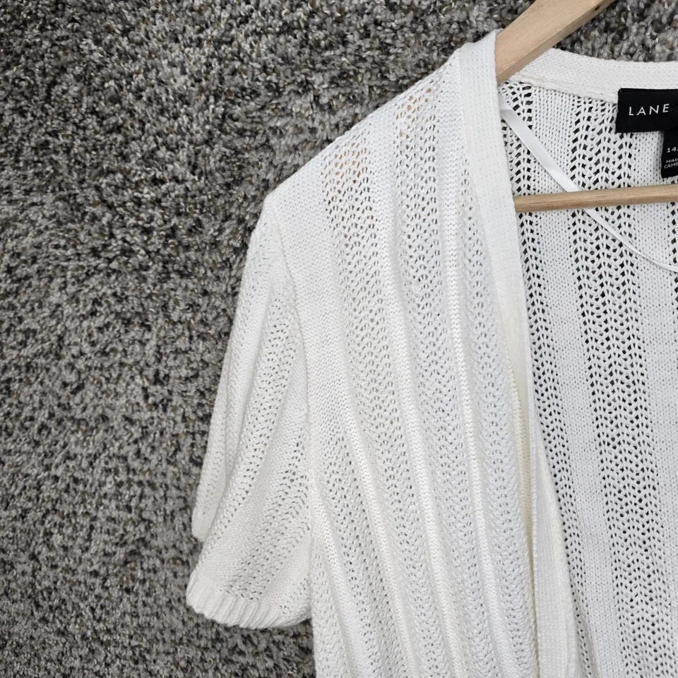 Lane Bryant Shrug Mujer Plus 14/16 Blanco Tejido Abierto Manga Corta Informal Damas Foto 3 de 4