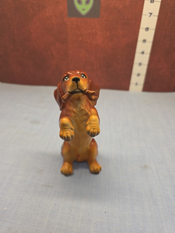 Josef Originals Dachshund Wiener Dog Figurine With Stick In Mouth Vintage Japan
