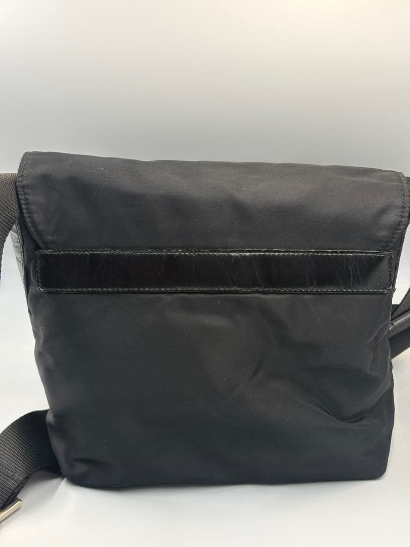 Prada Black Nylon Leather Handle Messenger Bag Vintage Authentic thumbnail 7