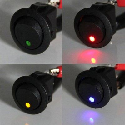 DC 12V ON/OFF Black Car Round Rocker Dot LED Light Car Toggle Switch 20A 3-Pins