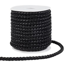 Black 5.5mm Round Braided Leather Cord Jewelry 10 Yards Leather Rope Black