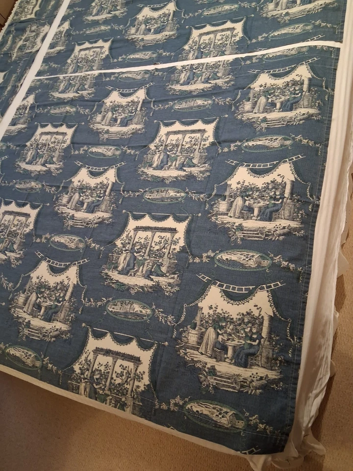 ¿KRAVET? Par de cortinas de algodón cenefa y pr. Corbatas TEAL Foto 3 de 4