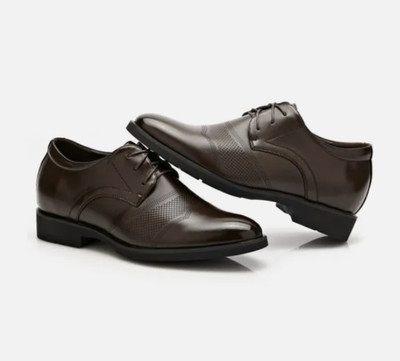 Männer PU Leder-Höhenerhöhung Erhöhung Schuhe-Formelle Schnürschuhe Oxford-Schuhe-6CM-Höher
