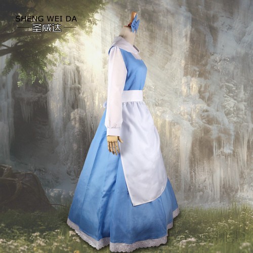 Die Schöne und das Biest Prinzessin Belle Dienstmädchen Kleid Kostüm Halloween Karneval Anzüge - Bild 5 von 7