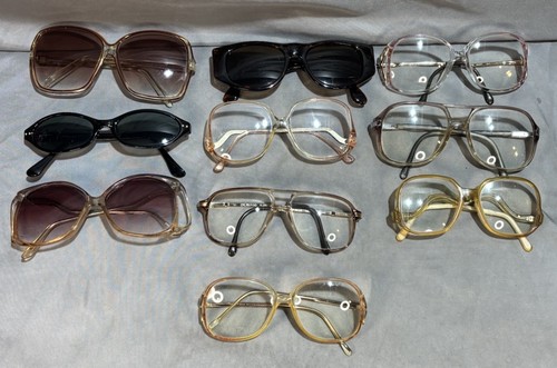Lot of 10 Vintage 70s 80s Eyeglass Frames Luxottica Italy Foster Grant Oversized