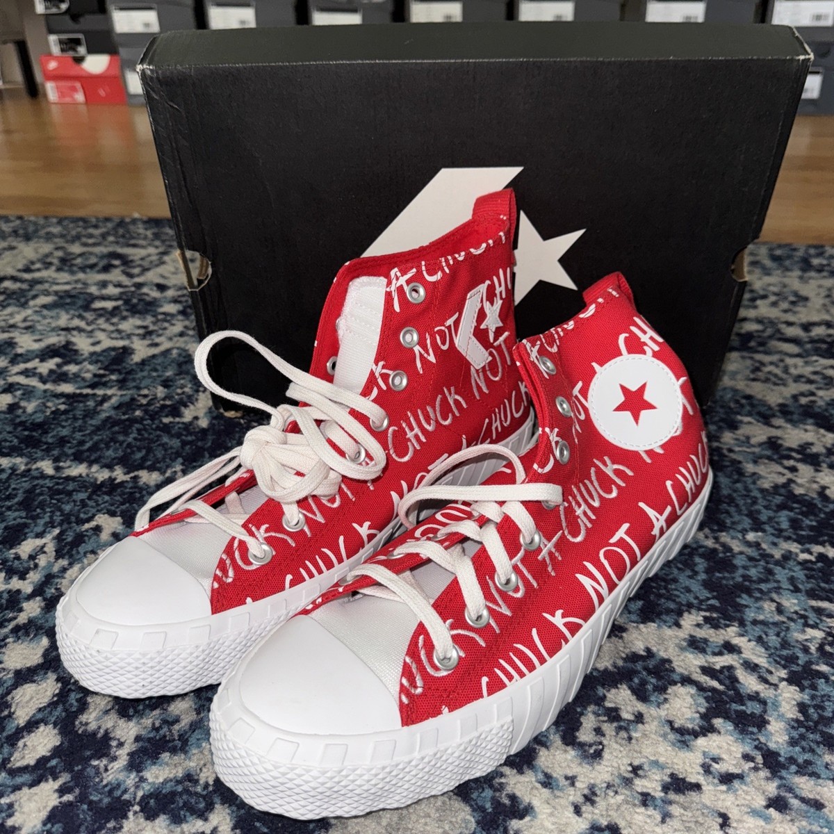 Converse UNT1TL3D High Top Not A Chuck Mens 8.5 Red White Shoes Vegan Converse High Top Not A Chuck Untitled Red White UNT1TL3D  main image 2