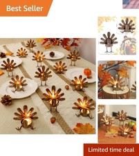 Luxurious Set of 12 Red Copper Turkey Candle Holders for Thanksgiving Elegance