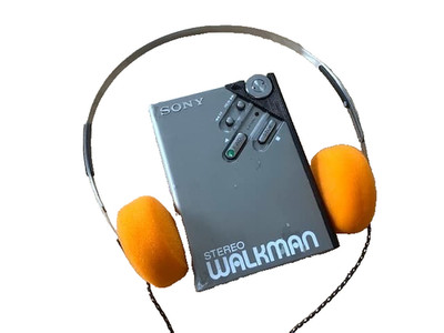 SONY WALKMAN WM-2 Silver, with New Retro Headphones, Serviced Good ''Used''