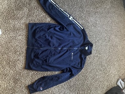 Champion Men's Navy Full Zip Track Jacket Stand-Up Collar L Chest 44''