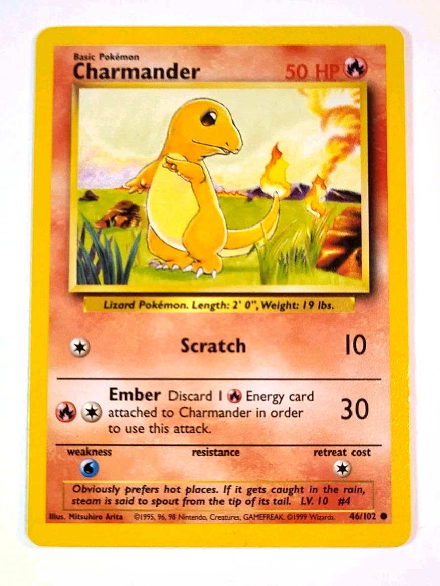 Vintage Pokemon Card - 1999 Pokémon TCG Base Set Charmander 46/102 LP/NM