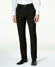 Kenneth Cole Mens Slim fit Dress Pants 36 / 32 Black Solid Stretch