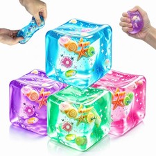 4 Pack Ocean Stress Cube Squishy Toys, Stress Relief Fidget Toys