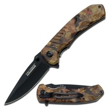 Tac-Force Spring Assisted Knife w/Outdoor Camo Nylon Fiber Handle  Pocket Clip