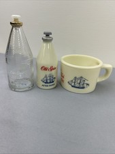 Old Spice Ship Grand Turk Shaving Mug  Two After Shave Glass Bottles Shulton