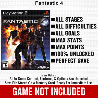 Fantastic 4 100% PS2 Memory Card All CHEATS ITEMS