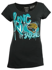 Reebok NFL Women's Jacksonville Jaguars Painted Love Fan Diva Lace Tee, Medium