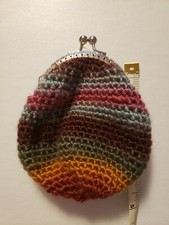 Crocheted Purse Coin Purse Small Multicolored Credit Cards Pouch New Handmade