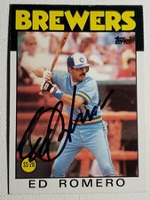 1986 Topps Ed Romero Autograph Brewers Red Sox Braves Tigers Auto Card #317
