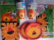 ANIMAL JUNGLE Birthday Party Supply Set Pack Kit for 16 w/ Loot Bags
