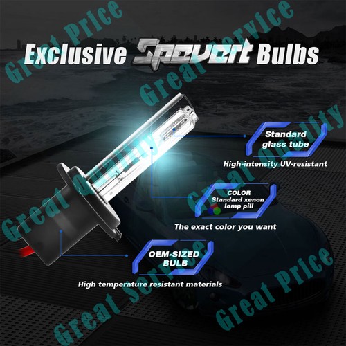 55W H7 HID Xenon Conversion Kit Headlight Ballast Light Bulbs 6K/8K/10K/12K Kit - Picture 4 of 14