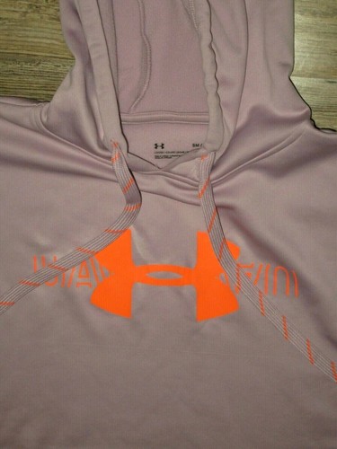 MENS SMALL UNDER ARMOUR LAVENDER HOODIE WITH A ORANGE NEON H - 第 1/5 張圖片