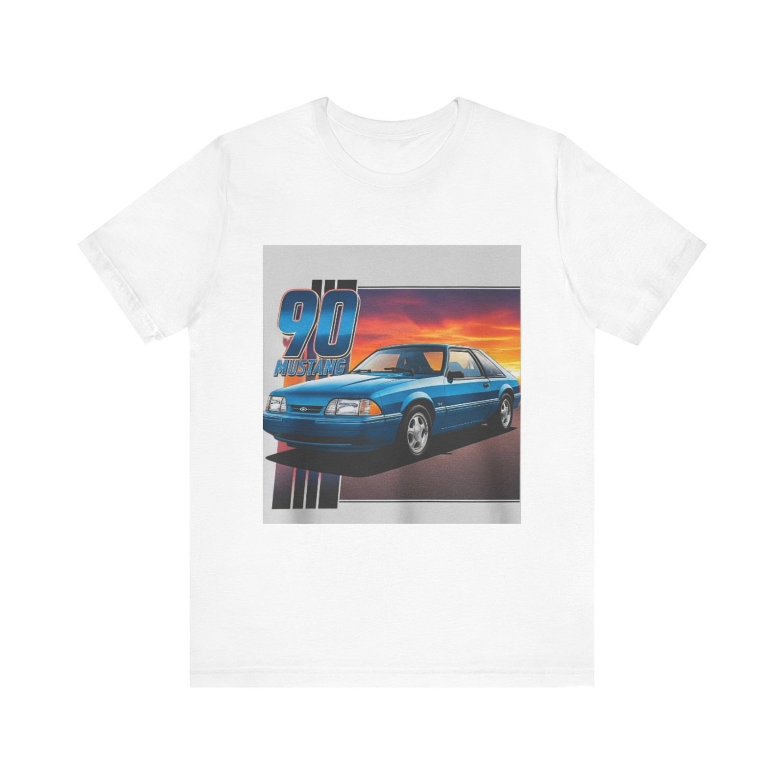 Blue Mustang Retro Tee, 90s Car Graphic Shirt, Vintage Vehicle T-Shirt, Classic
