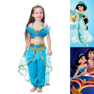 Aladdin-Princess-Jasmine-Dress-Up-Girls-Kids-Party-Ball-Fancy-Costume-2pcs-Set