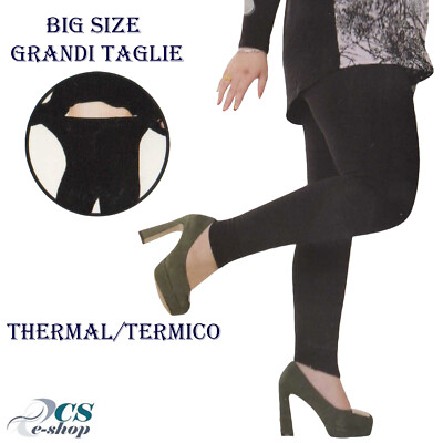Leggings Fuseaux Donna caldo termico invernale Grandi Big Size taglia Unica  | eBay