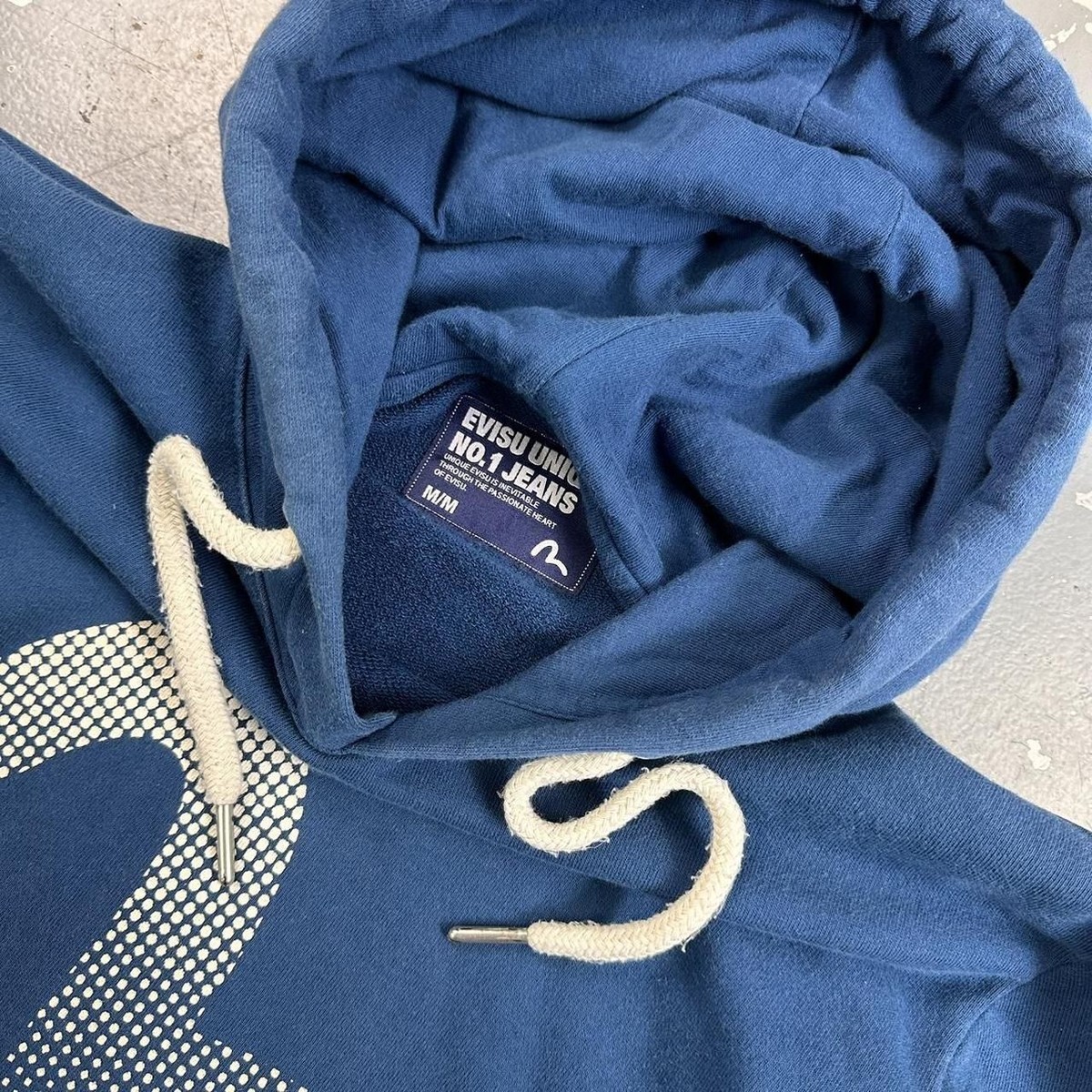 Vintage 00s Evisu Spell Out Hoodie Blue Medium | eBay