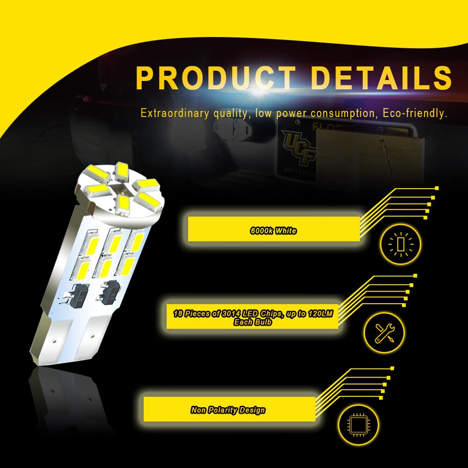 2 белые светодиодные лампы T10 194 2825 W5W для подсветки салона карты купола багажника номерного знака - Изображение 2 из 4