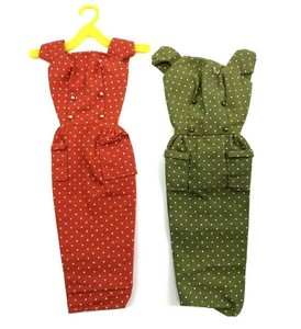 rust and white polka dot dress