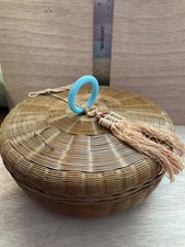 VINTAGE Pine Needle Basket With Lid