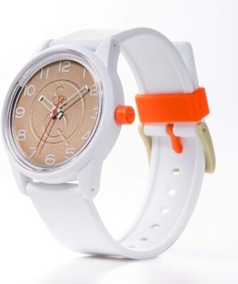 Citizen Q&Q Smile Solar Eco Uhr Gold Zifferblatt Weiß Armband Wasserdicht 5 BAR NEU