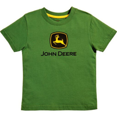 John Deere Kinder Shirt Logo Klassisch 2-16 Jahre Kurzarm Baumwolle Grün