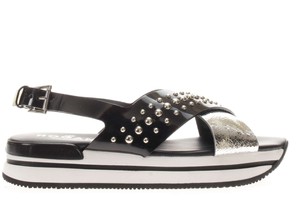 Hogan Donna Sandali bassi HXW2570Y260GEF0353 Nero/ argento Primavera/Estate TREN Hogan Donna Sandali bassi HXW2570Y260GEF0353 Nero/ argento Primavera/Estate TREN