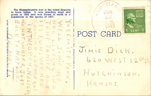 Groveland, California (CA) Tuolumne County (1875-Date) Yosemite Nat'l Park Card