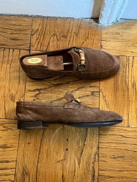 Mocassins en bambou daim Gucci (marron/taille américaine 10,5)
