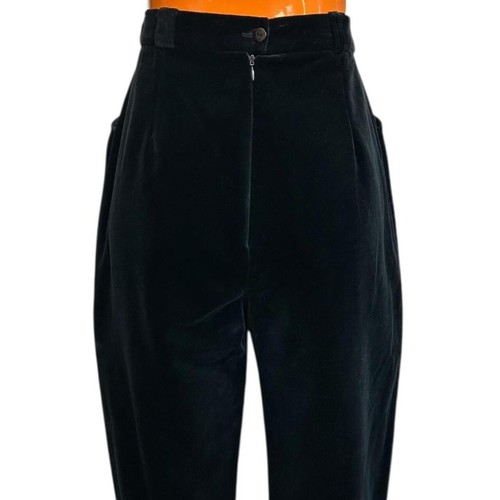 70s Vintage Highwaisted Cotton Velvet Trousers Pants Tapered Leg Ankle Crop. - Picture 4 of 7