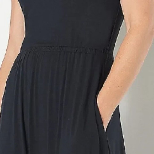 Medium J Jason Wu Regular Knit Midi Dress w/ Shirred Hem Detail Black - Picture 2 of 3