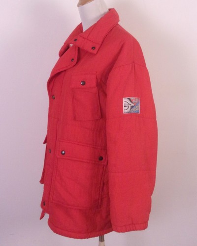 vintage 80s 90s Schuss RARE Full Zip Puffy Ski Jacket Faux Sherpa Fleece SZ 12 - Picture 2 of 6
