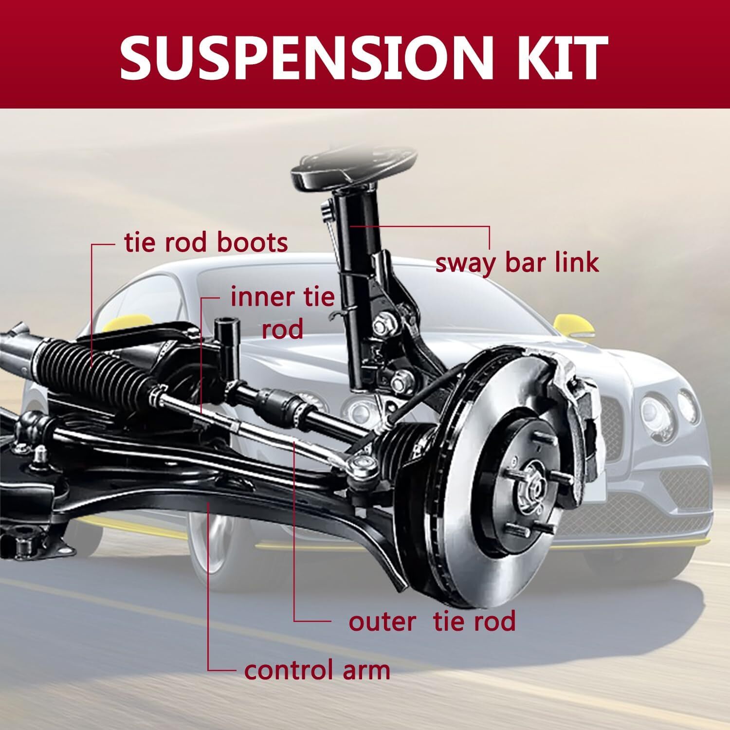 14Pcs Control Arms Tie Rod Upper Lower For 2004-19 Bentley Gt, Gtc & Flying Spur